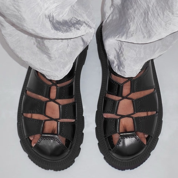 New Miista E8 Eunice Black Leather Platform Sandals Shoes Size US 7.5 / EU 38 - Picture 14 of 14